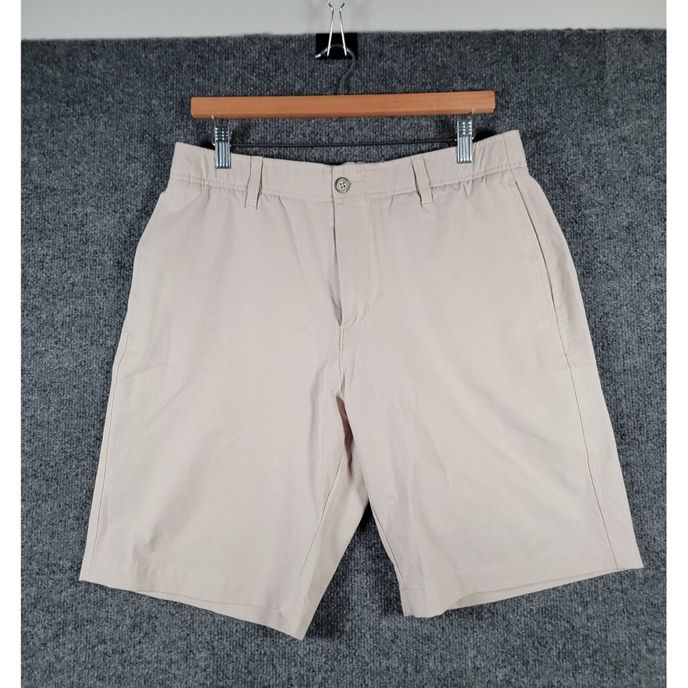 Under Armour Loose Fit Golf Shorts Mens Size 34 (Fits 32) Beige Stretch Logo 9''